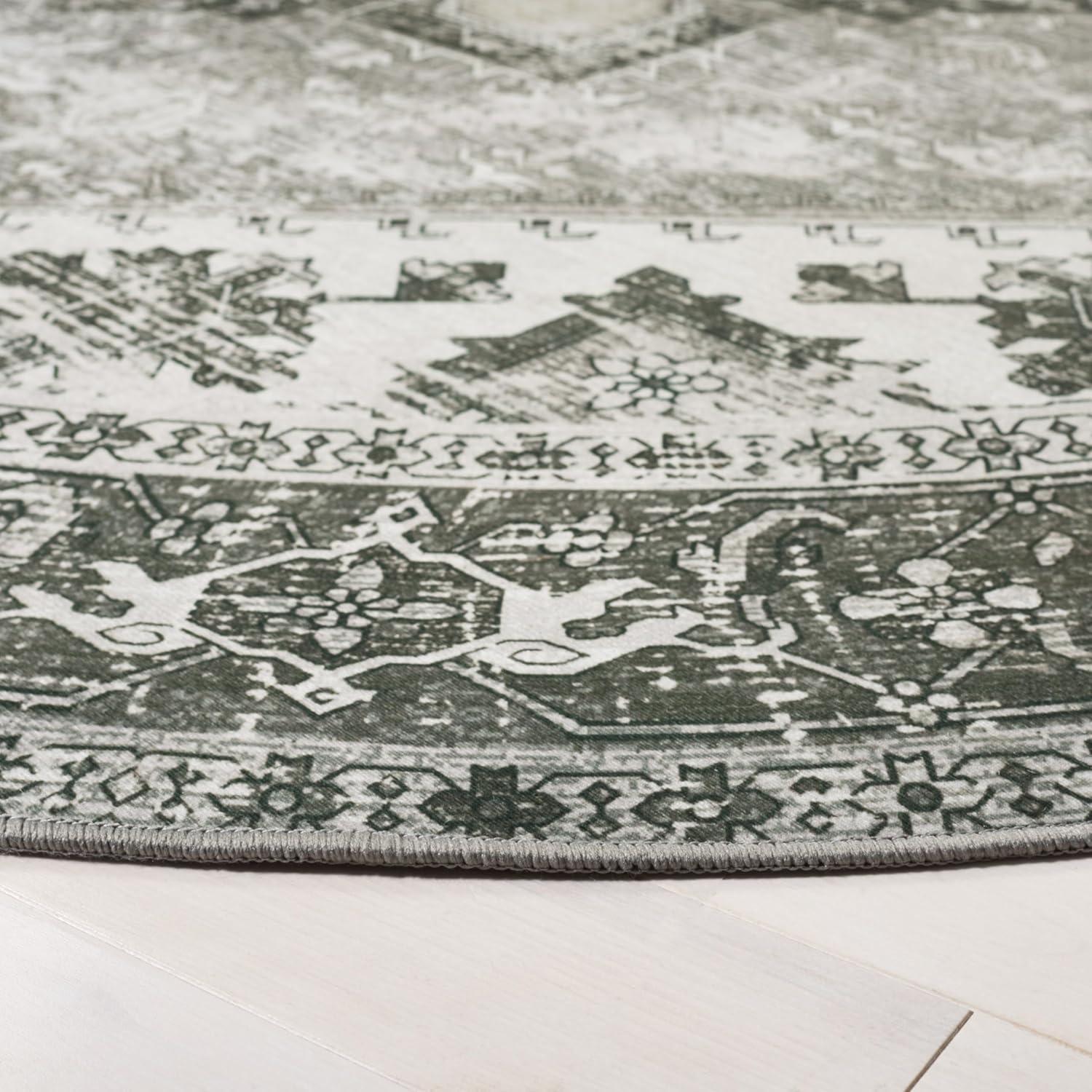 SAFAVIEH Tucson Jayla Oriental Machine Washable Area Rug, Sage/Ivory, 6' x 8'