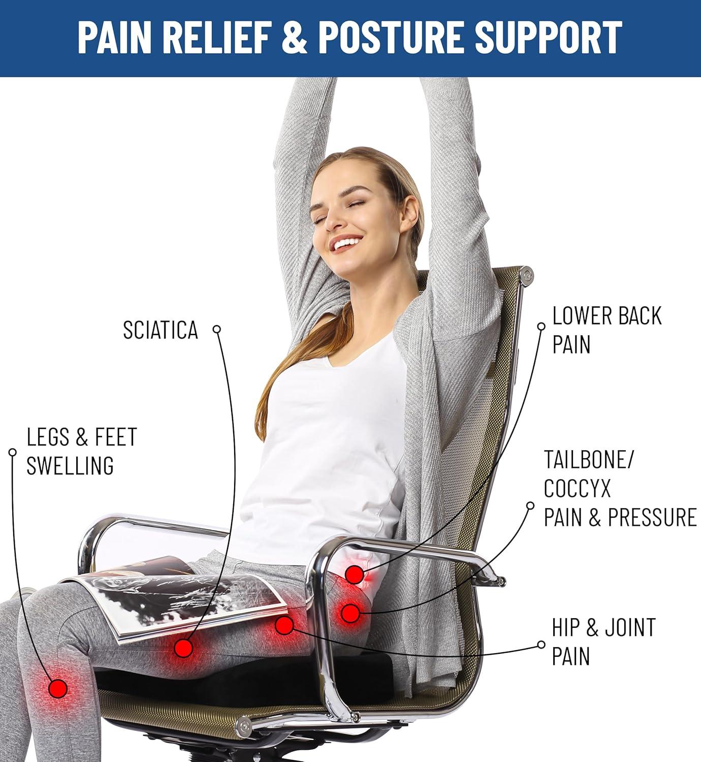 Doctor Recommended Memory Foam Seat Cushion For Office Chairs - HSA FSA Eligible Coccyx Pain Relief Cushion, Sciatica And Back Support, Office Chair Cushion And Car Seat Cushion