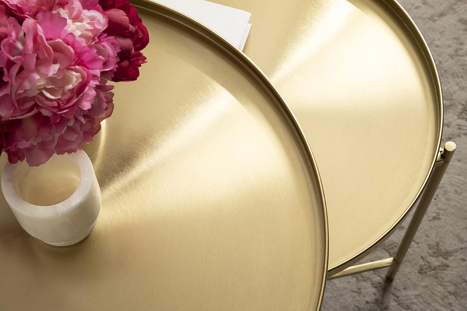 Kate and Laurel Ulani Round Metal Nesting Table, 2 Piece, Gold