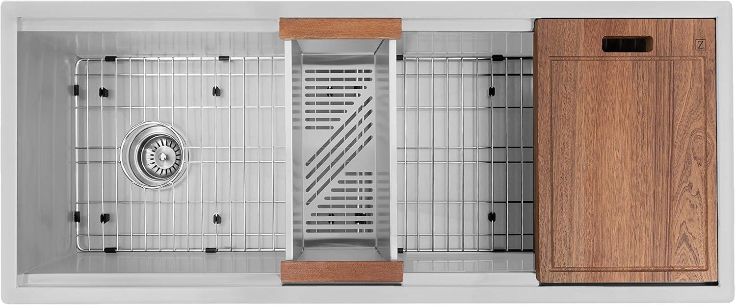 ZLINE 43 in. Garmisch Undermount Single Bowl Stainless Steel Kitchen Sink W/ Bottom Grid & Accessories (SLS-43)