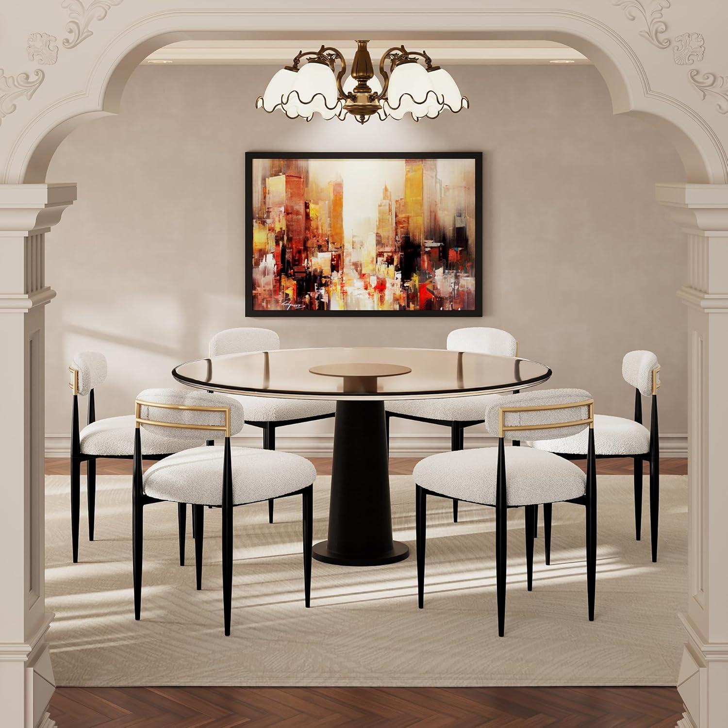 2 Pieces Boucle Armless Dining Chair, Upholstered Accent Chair