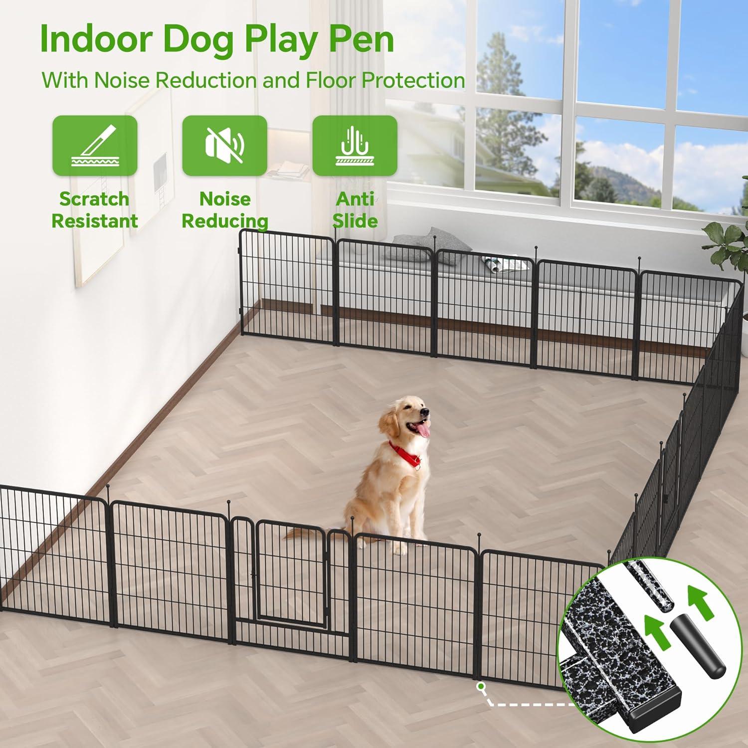 Mr IRONSTONE Dog Playpen with Anti-Rust Coating,  Dog Pen Indoor/Outdoor Pet Playpen for Foldable Dog Exercise Pens