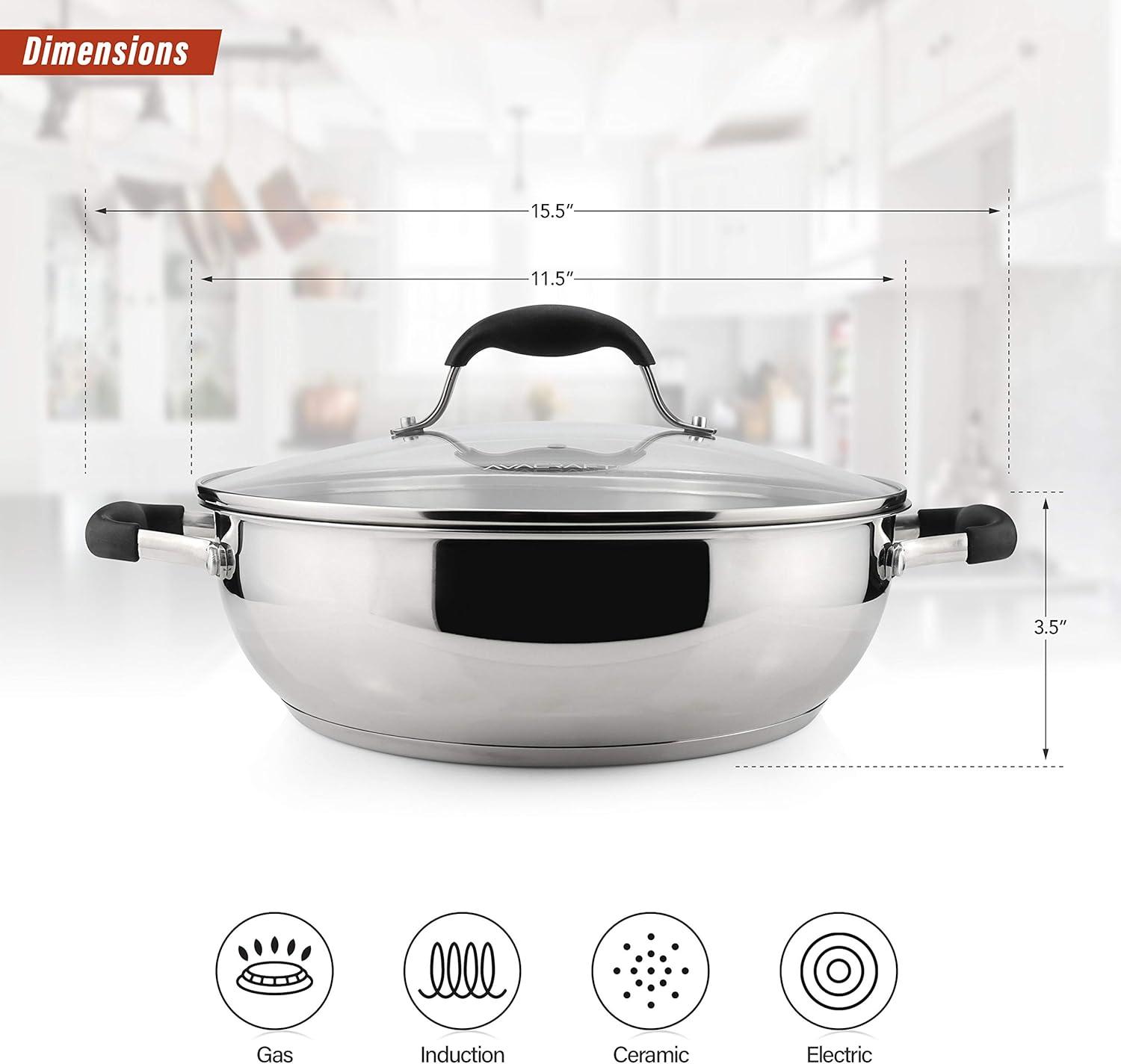 4.75 Quart Stainless Steel Everyday Pan with Glass Lid