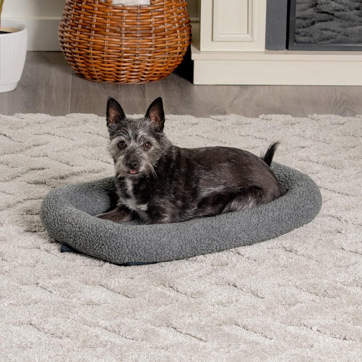 Faux Lambswool Crate Bolster Pet Bed