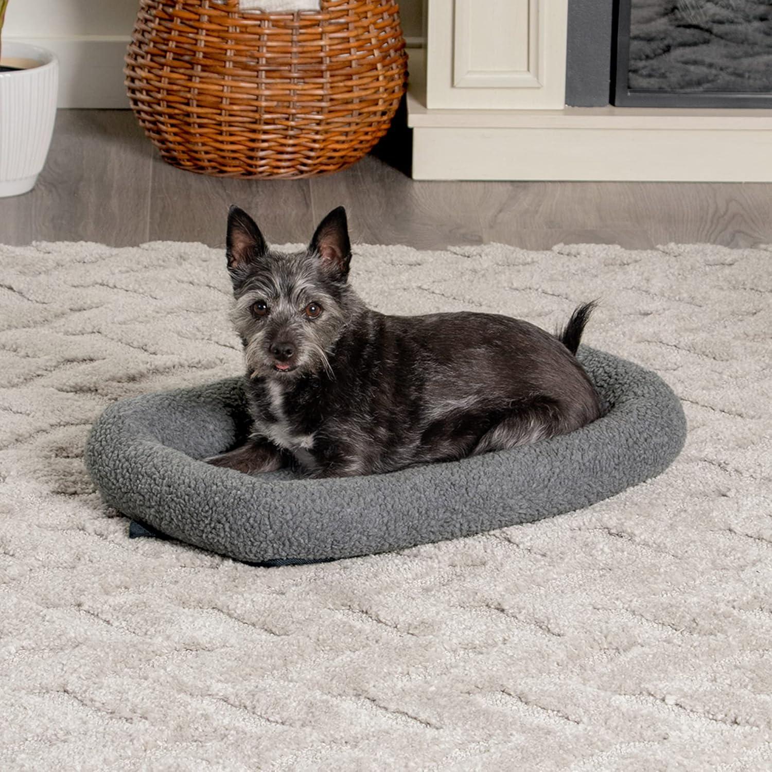 Faux Lambswool Crate Bolster Pet Bed