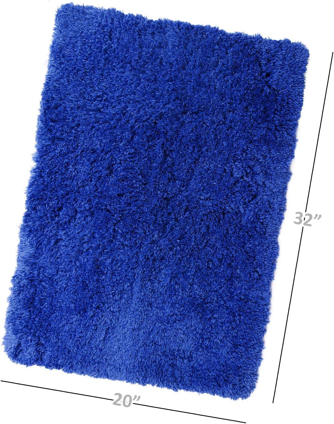 Clara Clark Set of 3 Absorbent Bath Mat Non-Slip Backing Rubber Bathroom Rugs, Large, 20x32, Royal Blue