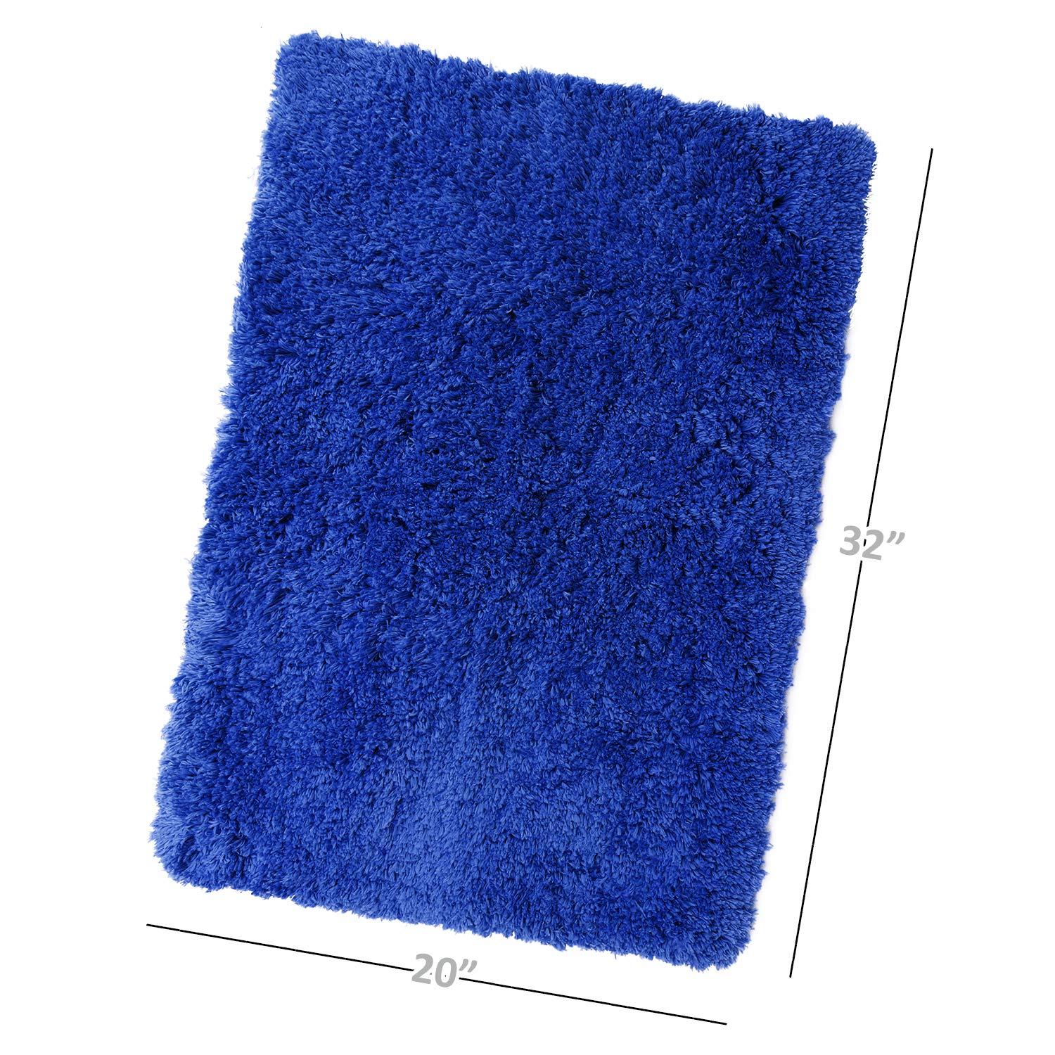 Clara Clark Set of 3 Absorbent Bath Mat Non-Slip Backing Rubber Bathroom Rugs, Large, 20x32, Royal Blue