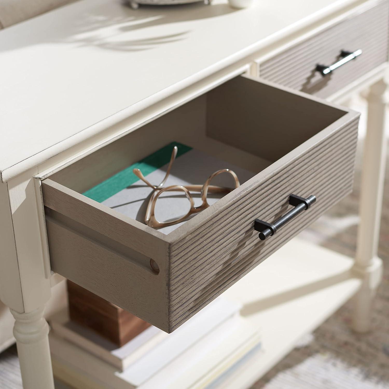 Ryder 2 Drawer Console Table - Distressed White/Greige - Safavieh