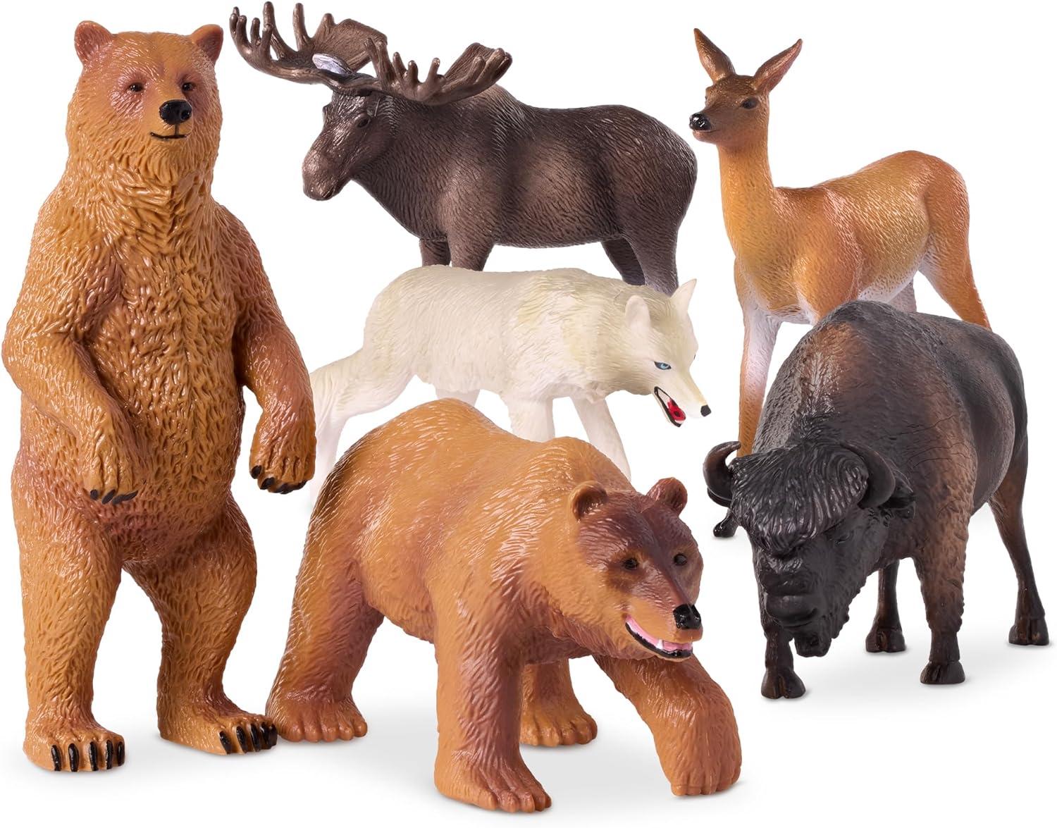 Terra by Battat – North American Animals Set – Realistic Animal Toys with Bison and Bear Toys for Kids 3+ (6 pc)