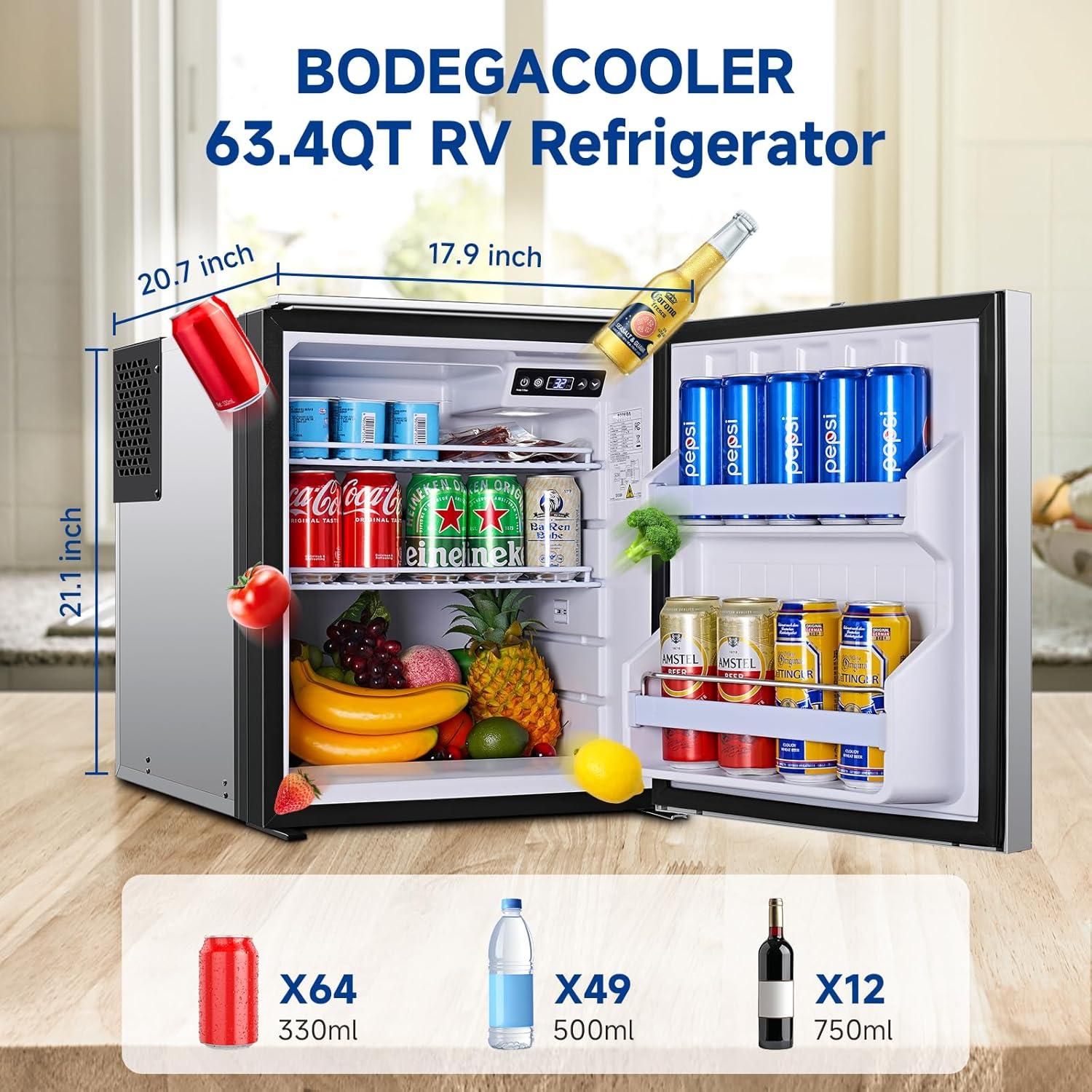 1.6 cu.ft. 45L RV Fridge and Freezer, Car Refrigerator with Lock, (-4℉-46℉) Outdoor Refrigerator in Black