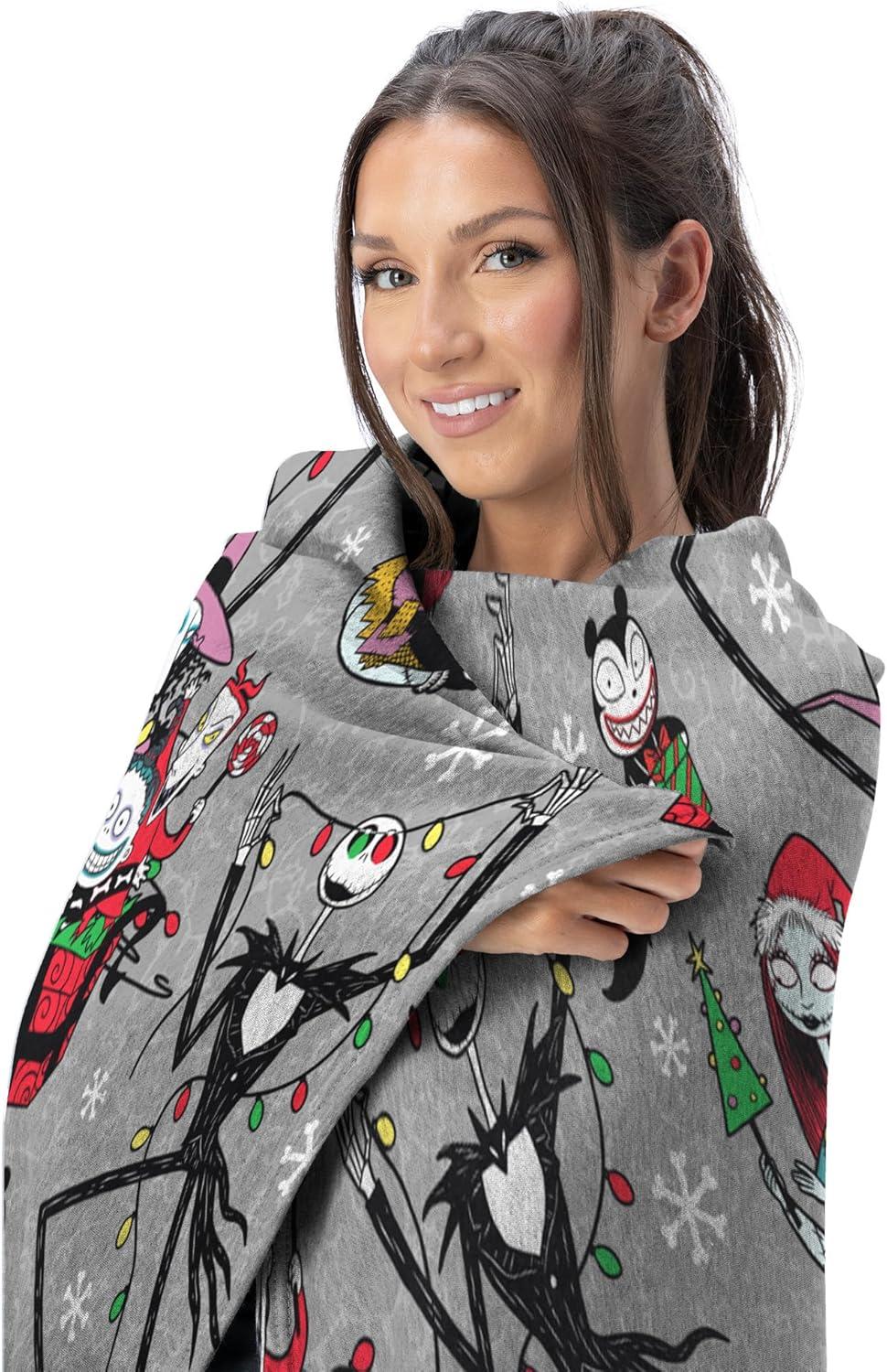 Northwest Character Hugger Pillow & Silk Touch Throw Blanket Set, 40" x 50", The Nightmare Before Christmas Freaky Festivities