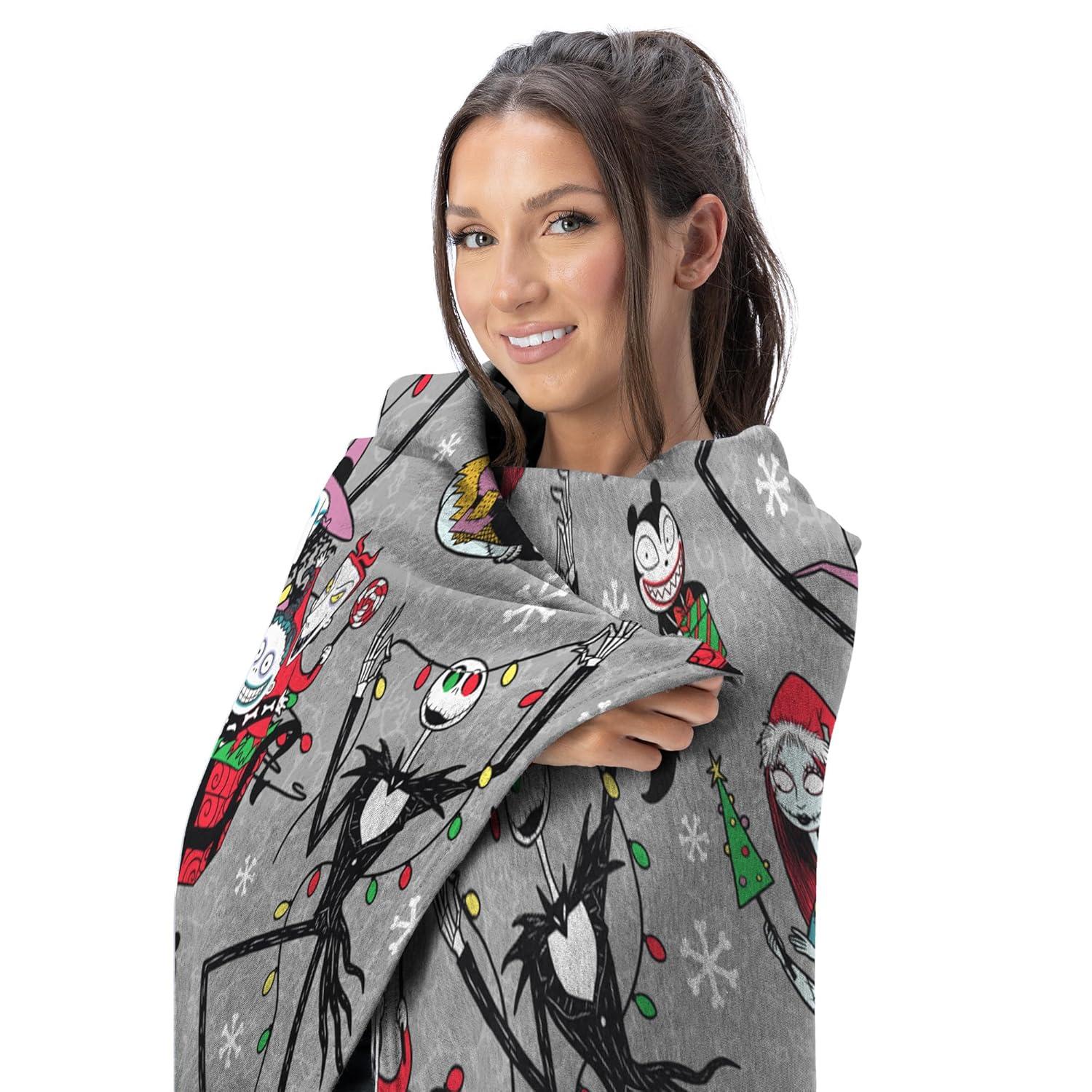 Northwest Character Hugger Pillow & Silk Touch Throw Blanket Set, 40" x 50", The Nightmare Before Christmas Freaky Festivities