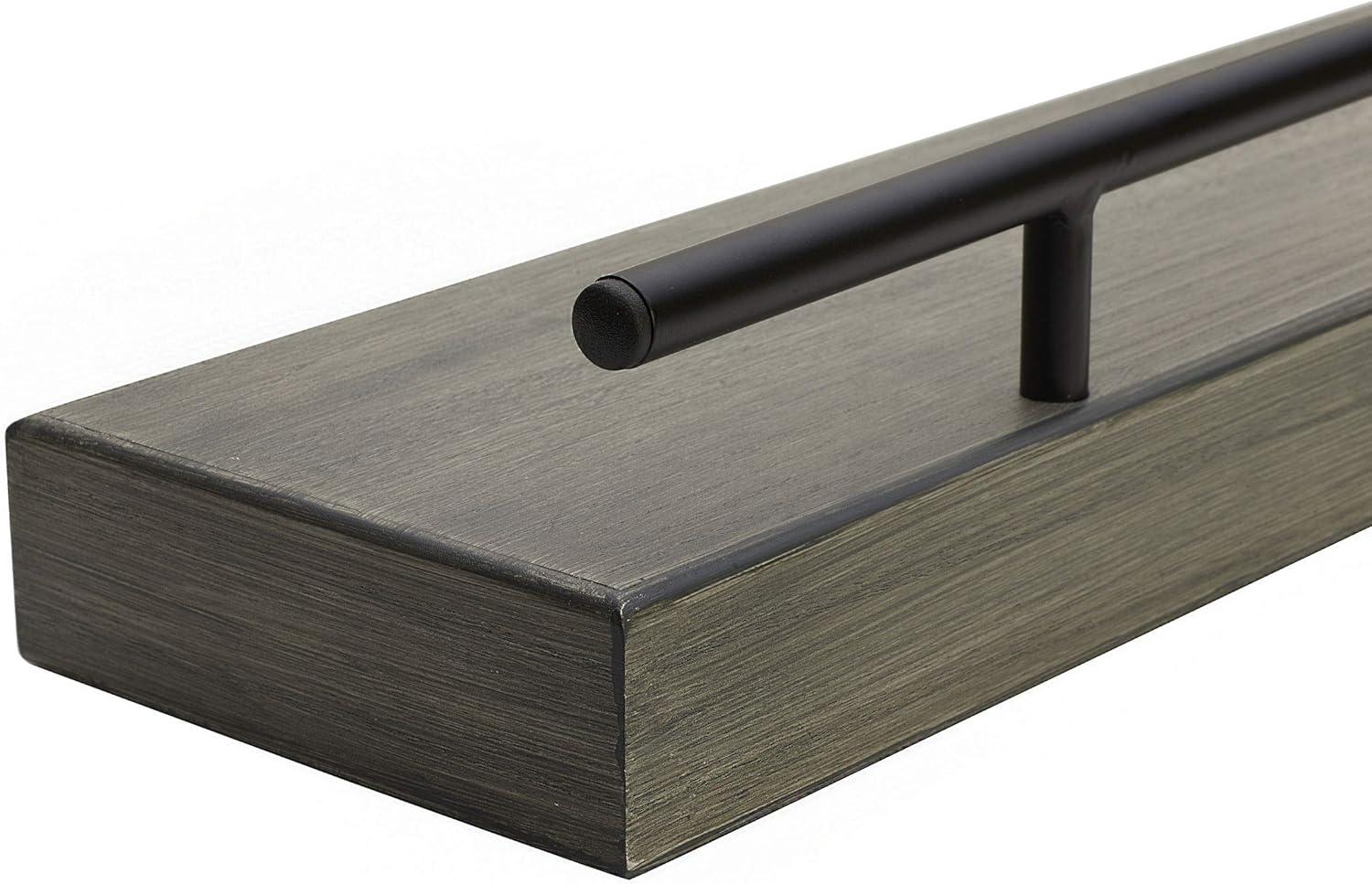 Melannco Floating Railing Shelf for Bedroom, Living Room, Bathroom, Kitchen, 24-Inch, Distressed Gray