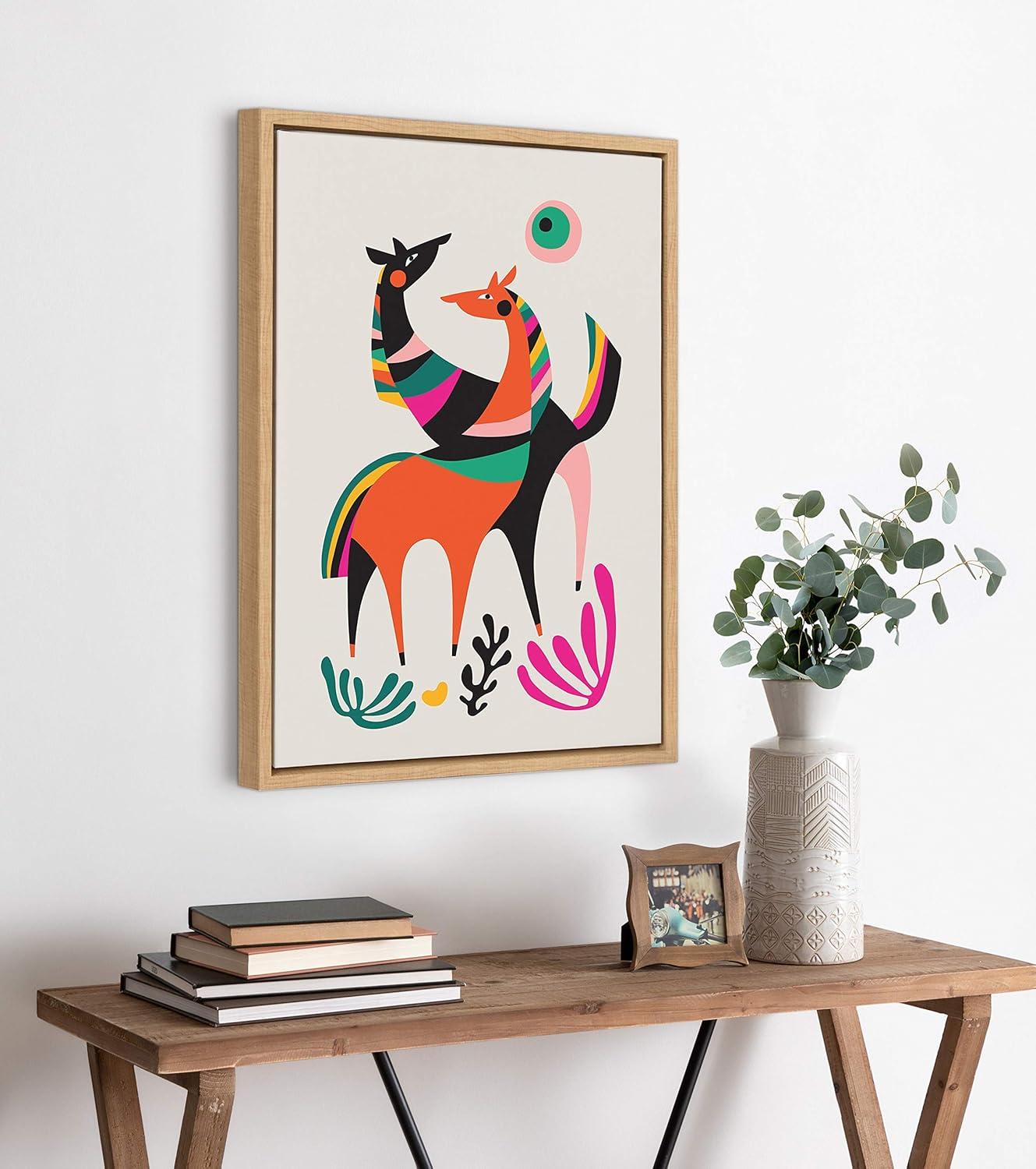 18"x24" Sylvie Dancing Horses Framed Canvas by Rachel Lee - Kate & Laurel: Dala Decor Art, Animal Theme