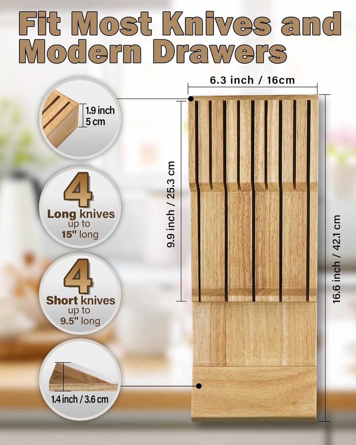 Cook N Home Cook N Home In-drawer Knife Block Organizer, 9-Slot Kitchen Knife Storage Holder