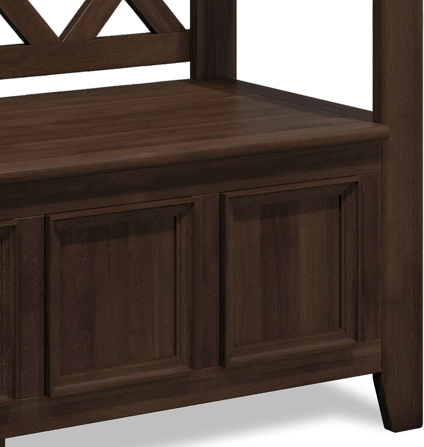 Simpli Home Amherst 48"W Solid Wood Entryway Storage Bench with Lift-Top Lid and Dual Compartments