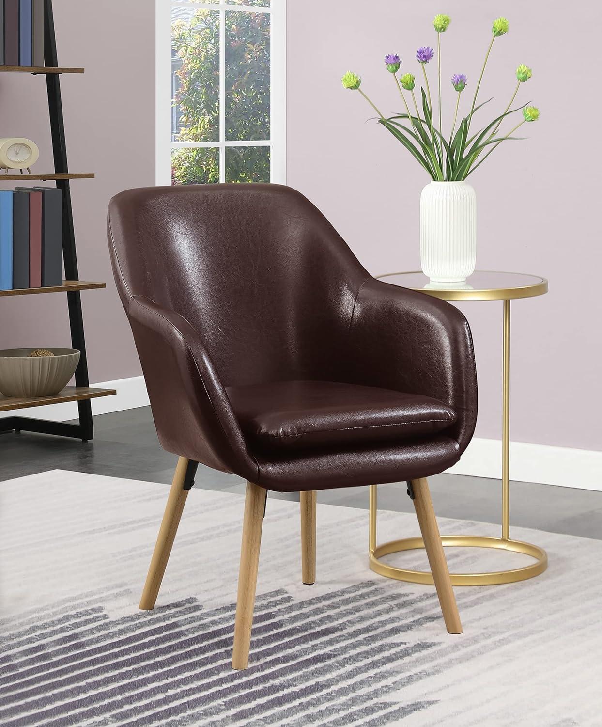 Convenience Concepts Take a Seat Charlotte Wingback Upholstered Accent Armchair, Espresso Faux Leather