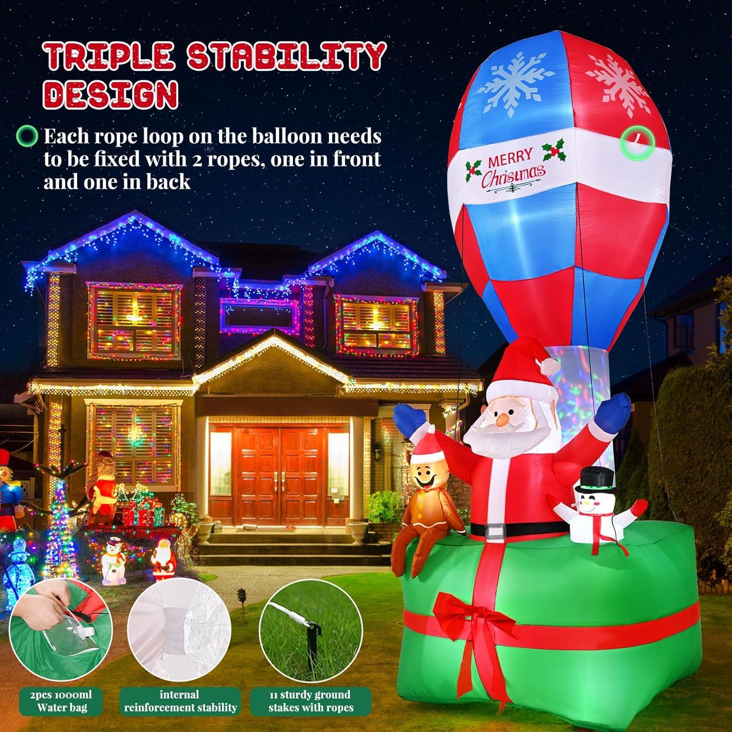 8 FT Halloween Inflatables Clown Outdoor Decorations with Dynamic Flame Projector Light, Halloween Blow Up Yard Decorations with LEDs for Outside Party Garden Lawn Decor