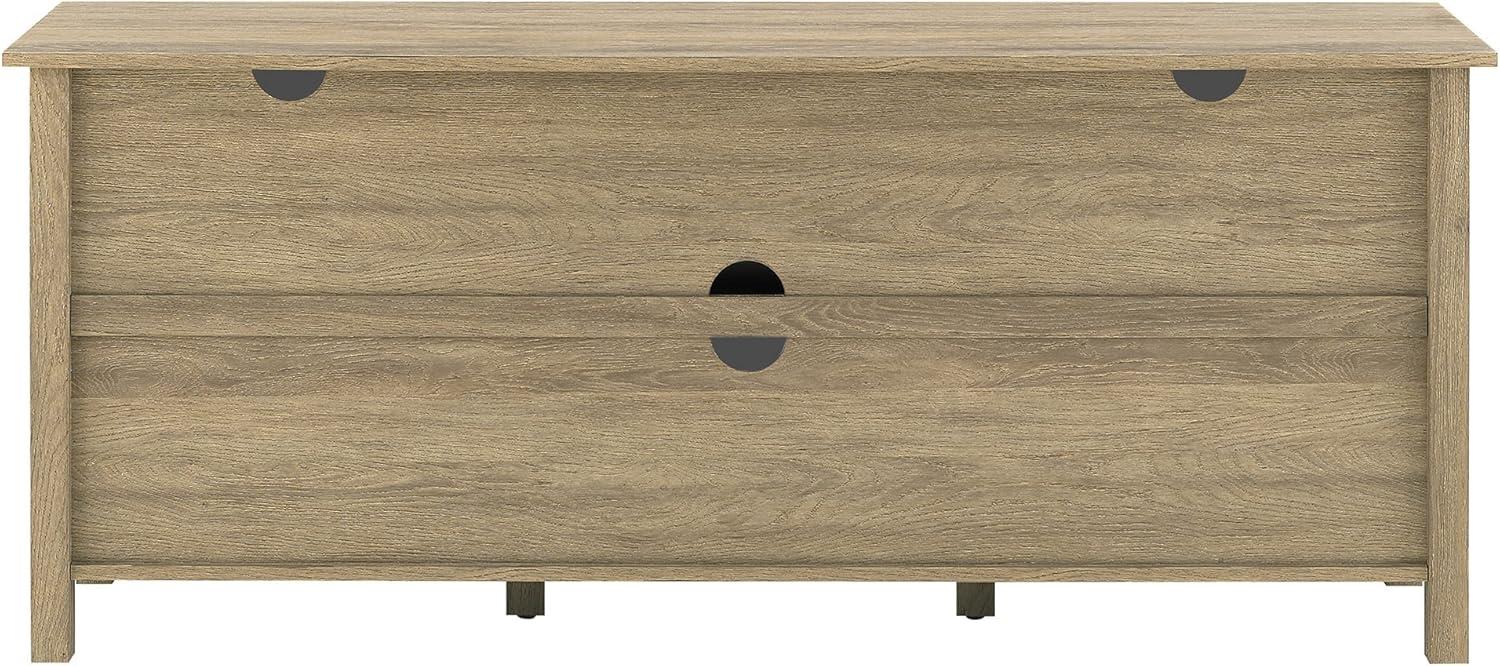 Driftwood Slatted Side TV Stand with Open Cubbies