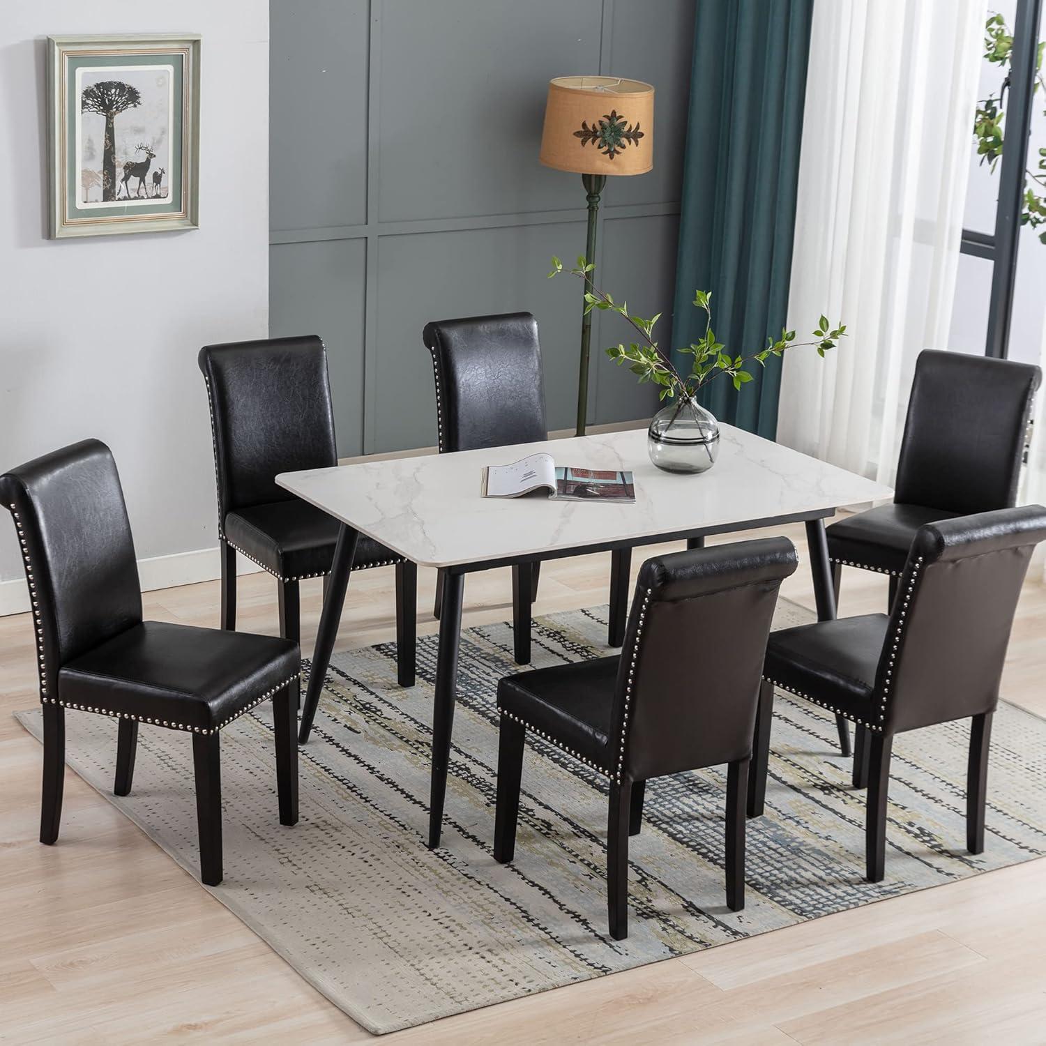 Tangkula Dining Chair Set of 4 w/ Acacia Wood Frame & Rubber Wood Legs Padded Backrest