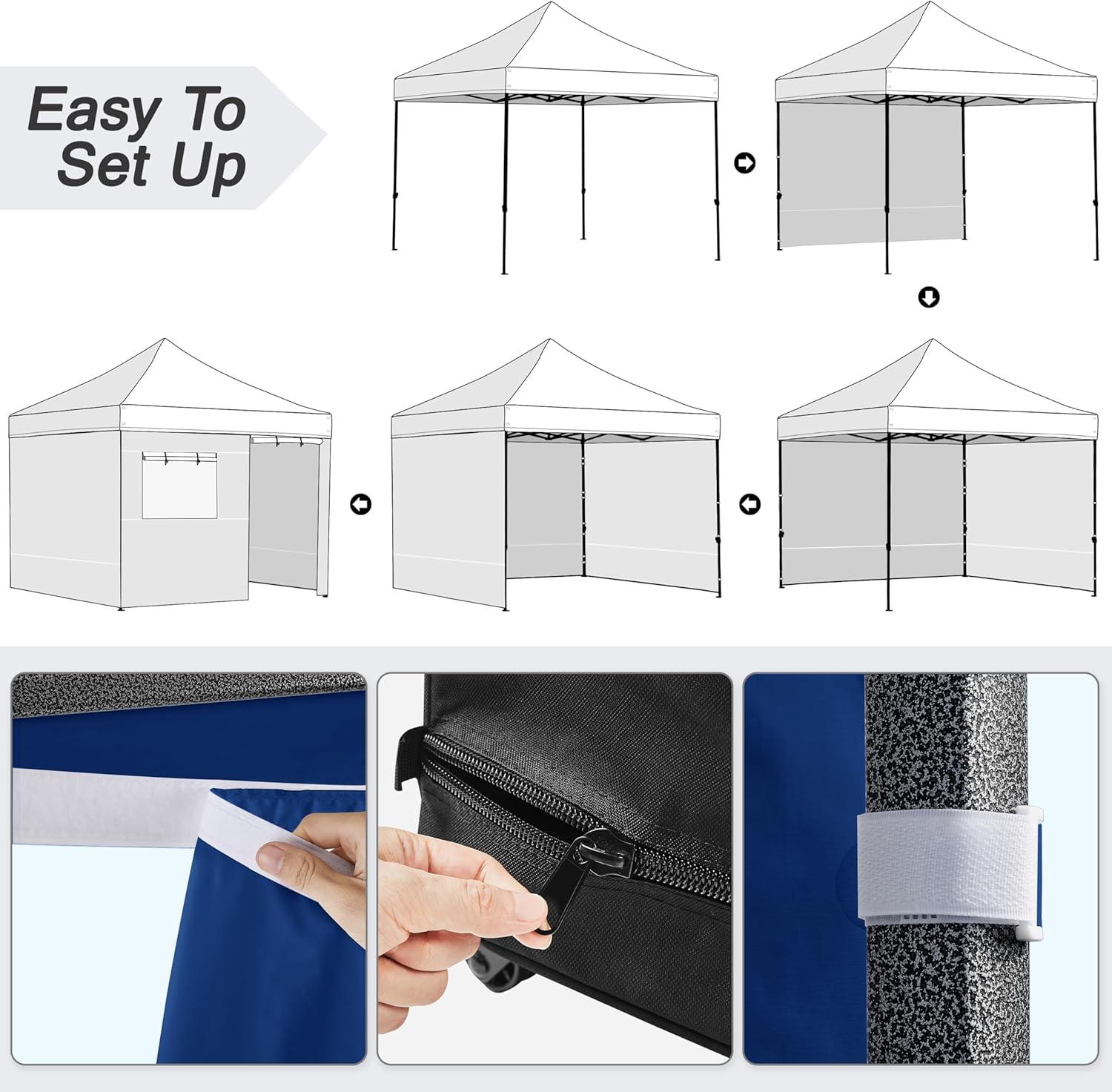 Yaheetech 10x10 Pop Up Commercial Canopy Tent with 4 Removable Sidewalls, Sandbags, Stakes & Ropes, Waterproof Instant Canopies for Wedding Party Commercial Event Pavilion, White