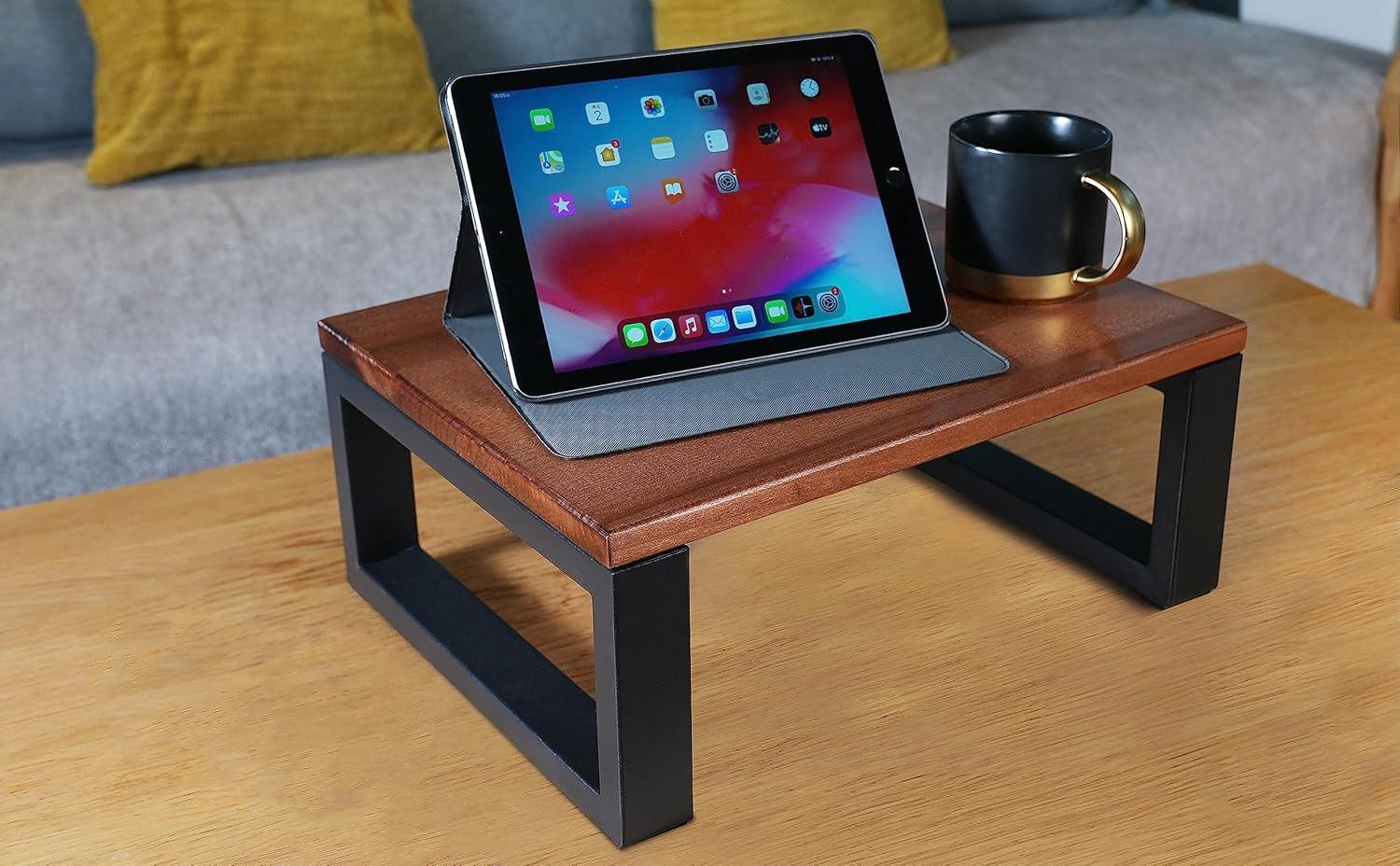 Chocolate Brown Solid Hardwood and Metal Portable Step Stool