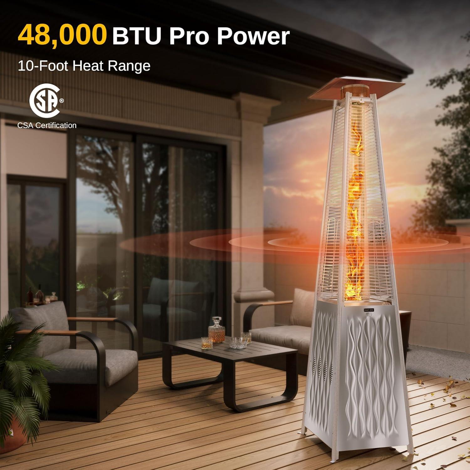 East Oak 18.23"x21.84" 48000 BTU Torch Patio Propane Outdoor Portable Heater Bronze Finish: Iron Frame, 10ft Heat Radius