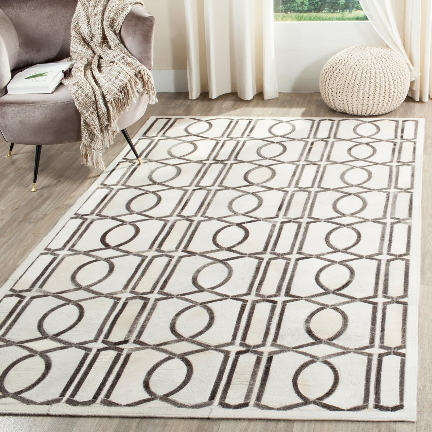 Sevastopol Flatweave Leather Geometric Rug