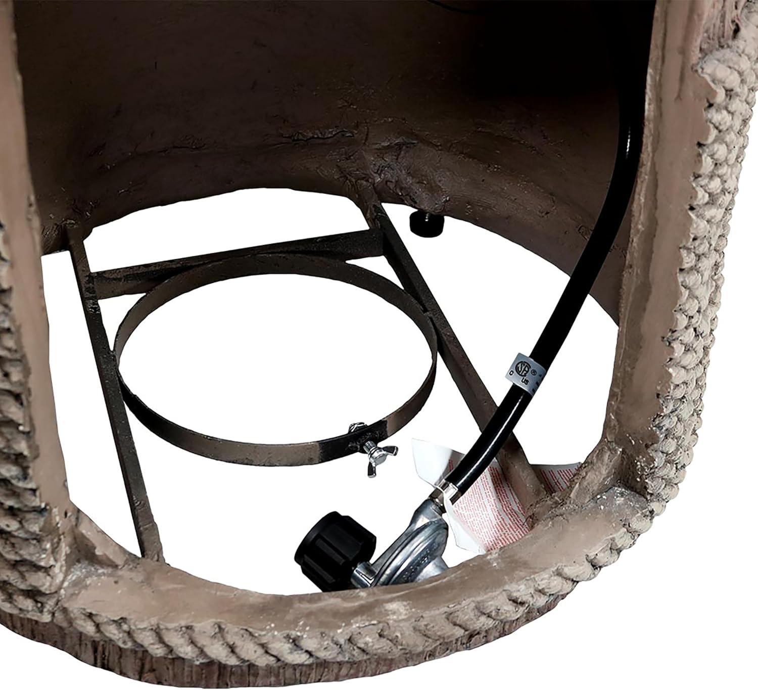 Sunnydaze Rope and Barrel Design Propane Gas Patio Fire Pit Table Kit with Lava Rocks - 29" Diameter