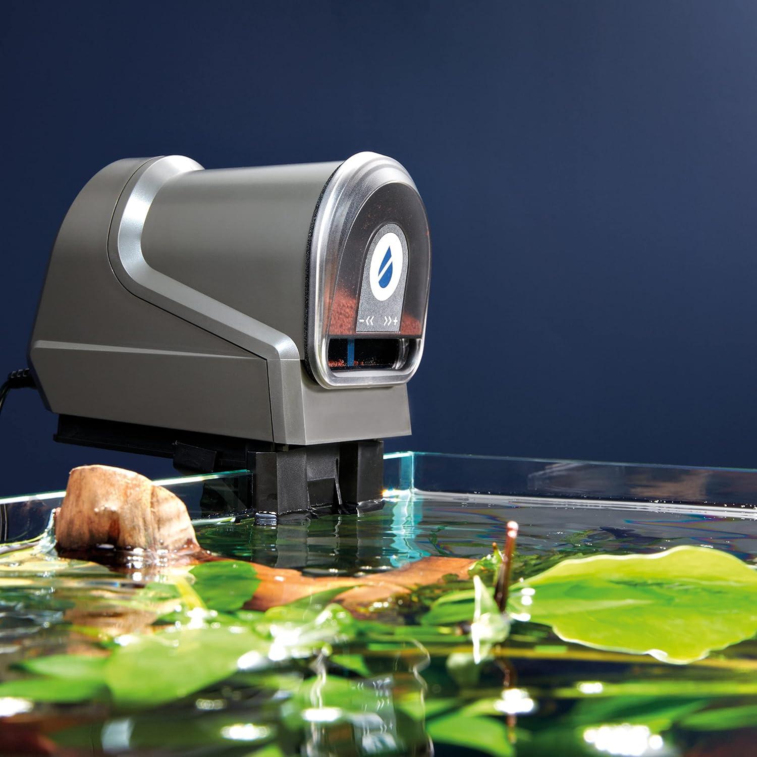 Black Battery-Powered Automatic Fish Feeder with LCD Display