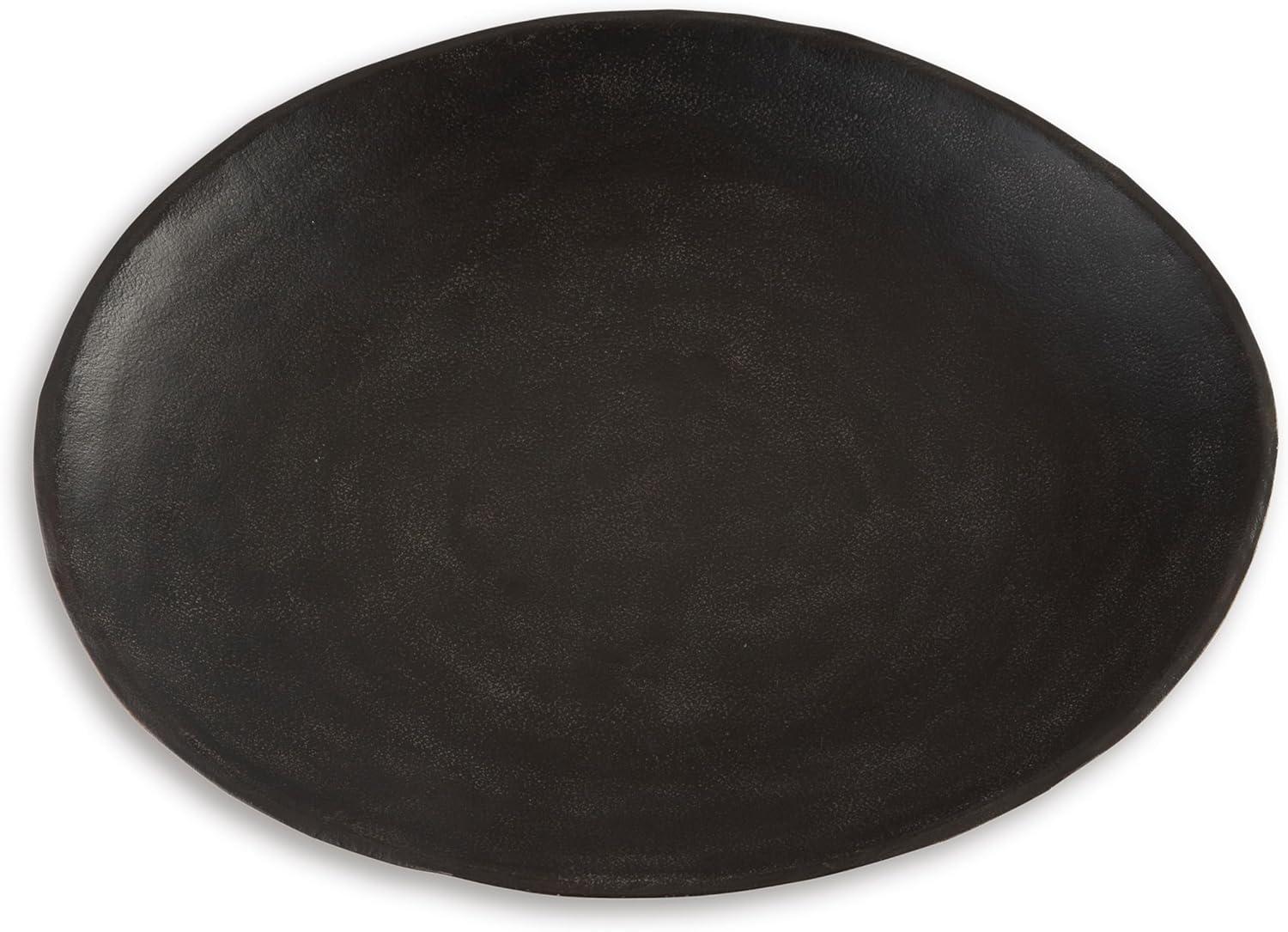 20'' Black and Dark Brown Antiqued Metal Display Bowl