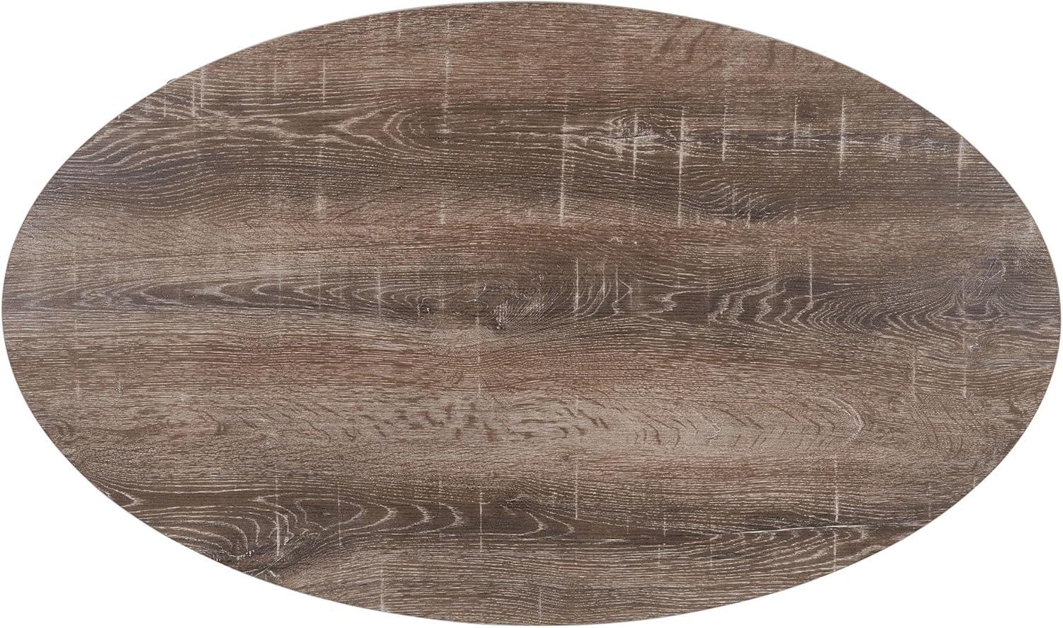 Household Essentials Jamestown Oval Coffee Table Ashwood: Modern Mid-Century Design, Iron Frame, Particle Board Surface, Lower Storage Shelf