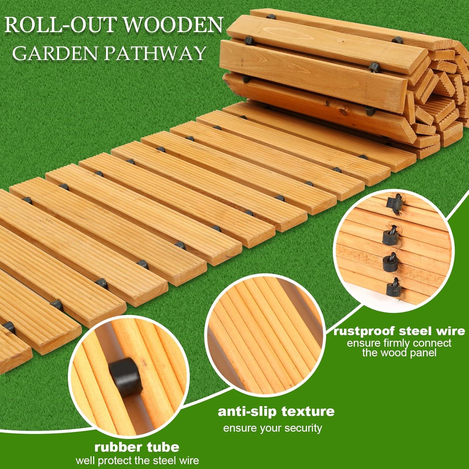 12FT Natural Cedar Wood Roll Out Garden Pathway