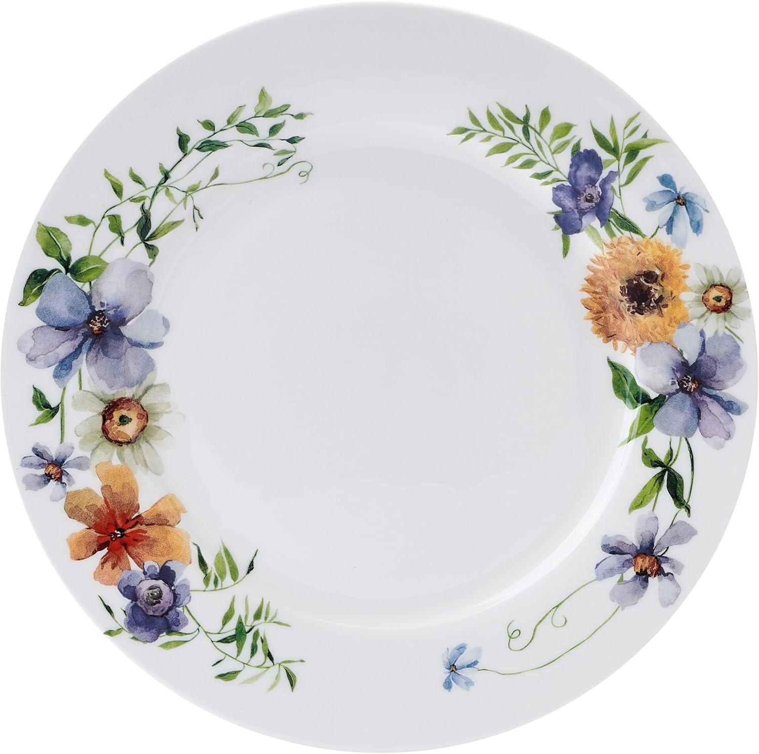 Audrina Floral White Porcelain 12-Piece Dinnerware Set, Service for 4