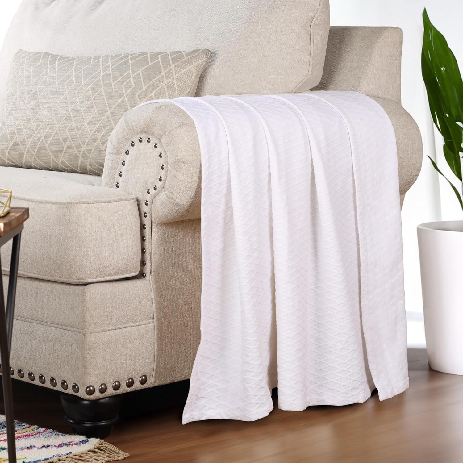 Superior Diamond Weave All-Season Bedding Cotton Throw Layering Blanket