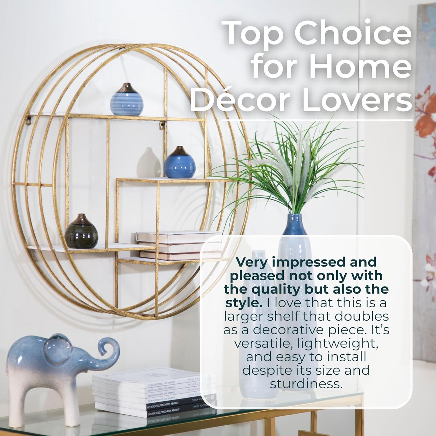 Sagebrook Home Kittle Modern Glam Iron and Wood Wall Storage Shelf