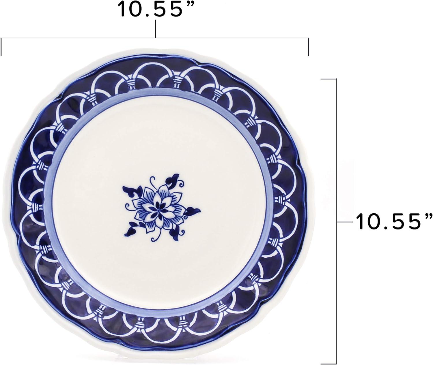 Euro Ceramica Blue Garden 16-Piece Hand-Painted Dinnerware Set- New