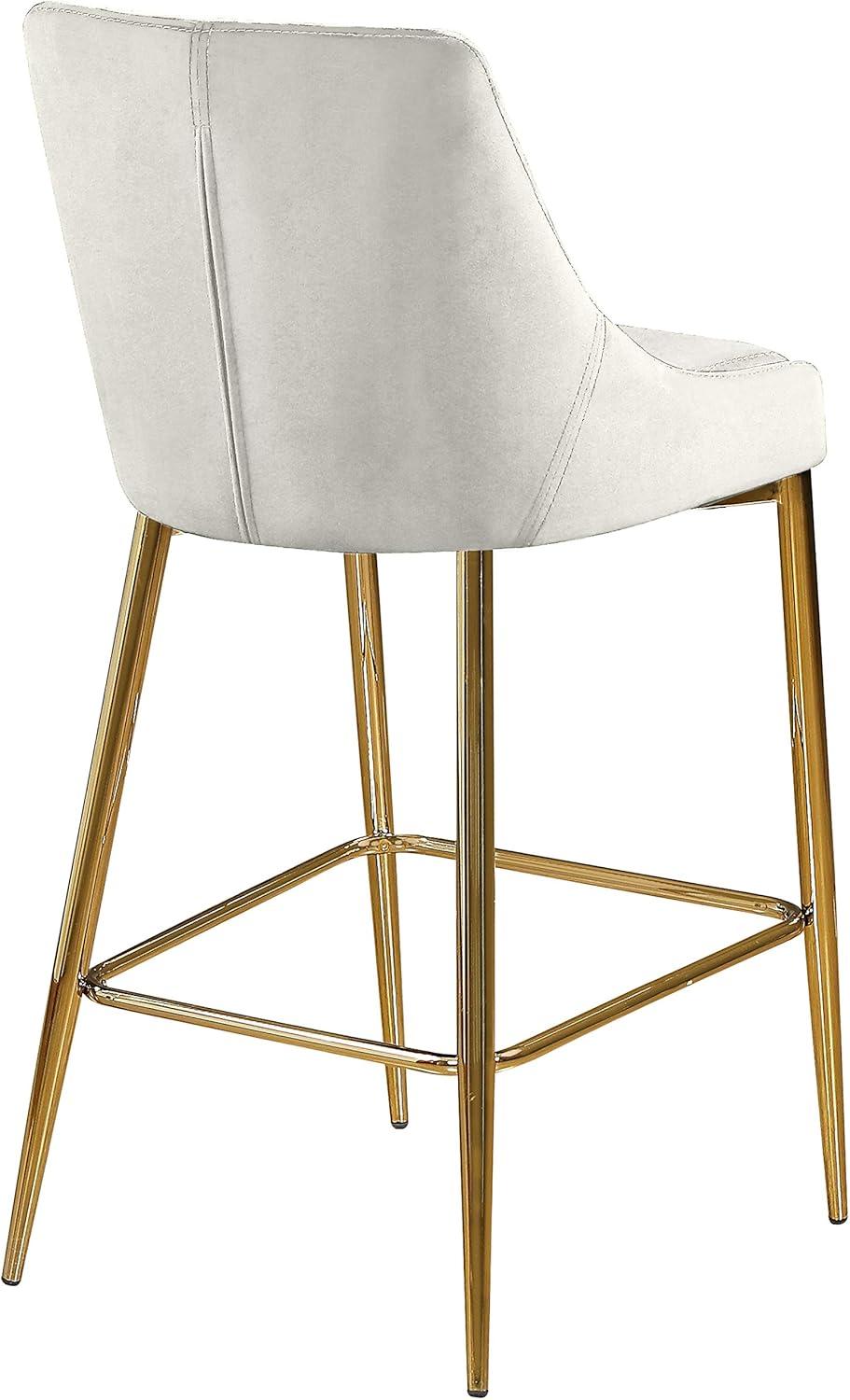 Meridian Furniture Karina 27.5"H Velvet Counter Stool in Cream (Set of 2)