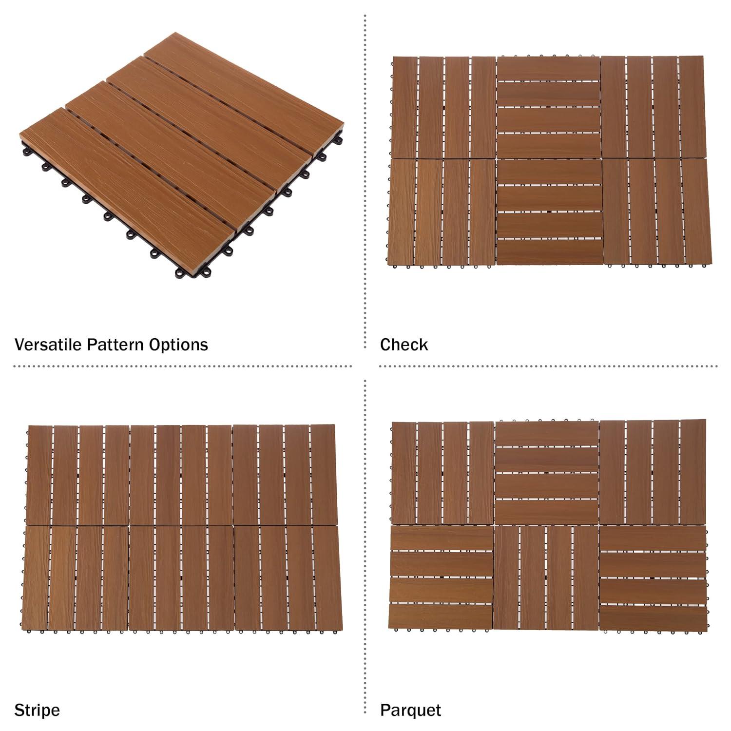 Pure Garden 11.63" x 11.63" Interlocking Deck Tile - Patio Tiles (Set of 30)