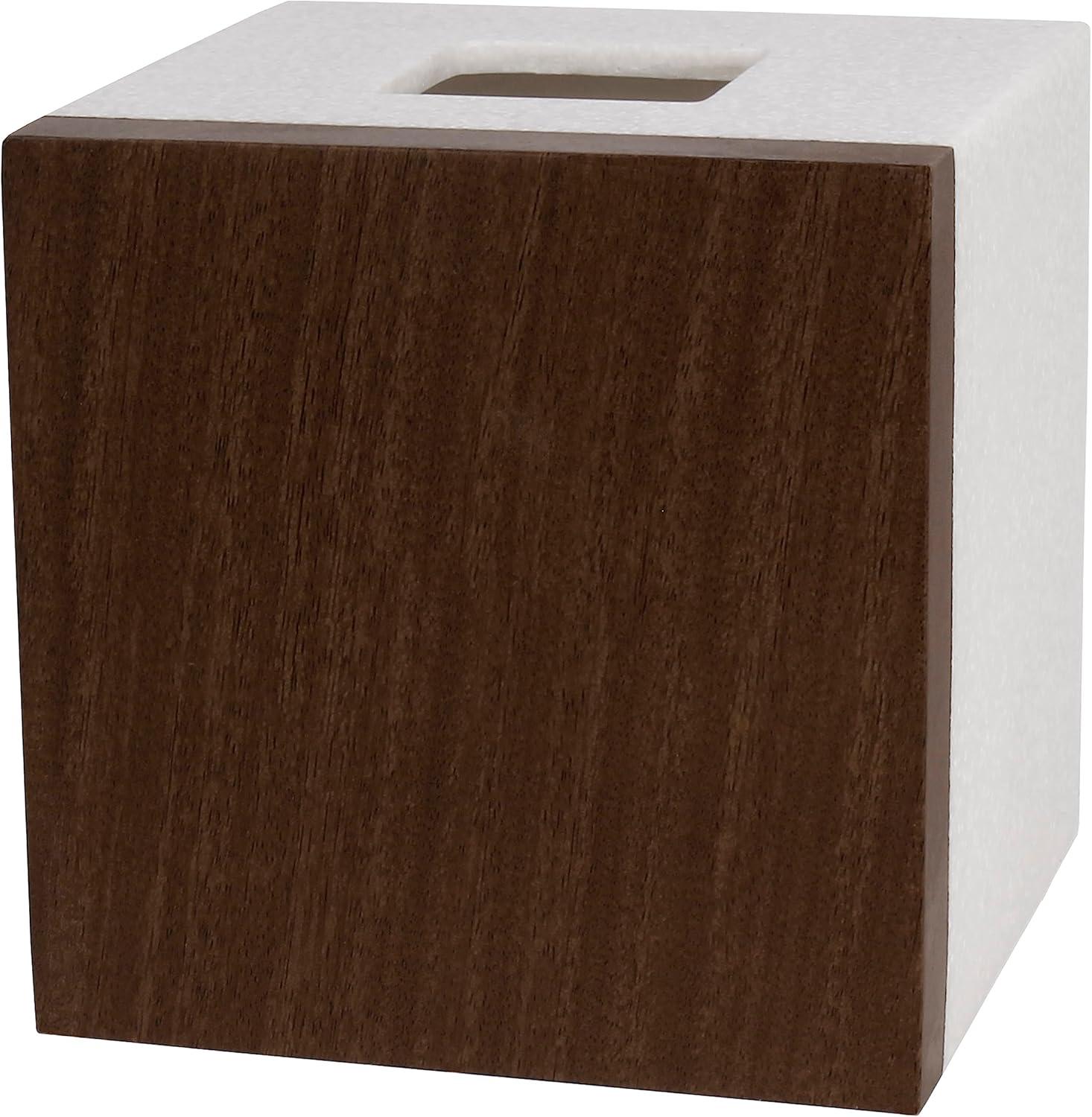 Modern Brown and White Resin Tissue Box Cover