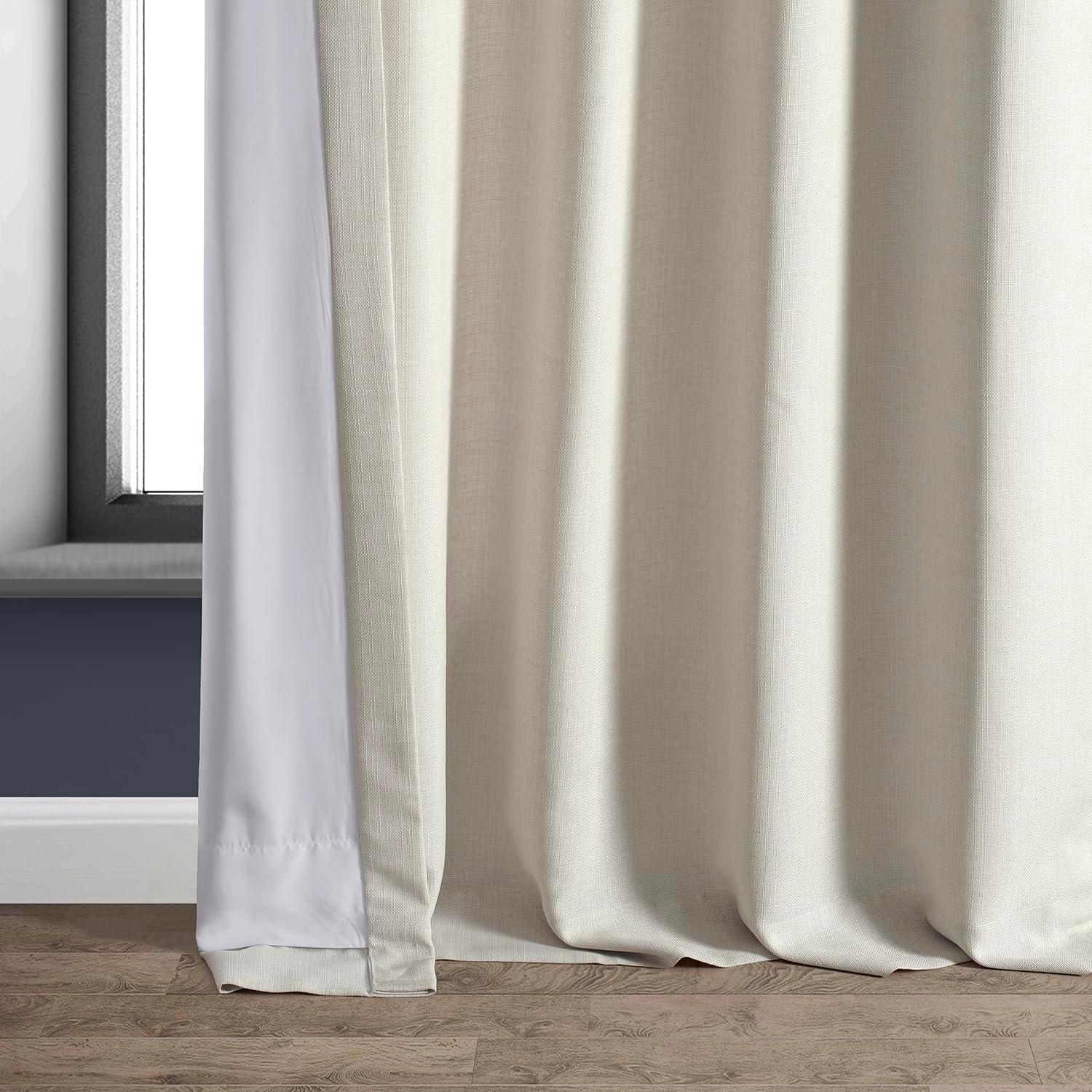 Half Price Drapes Parchment Cream Faux Linen Room Darkening Curtains for Bedroom(1 Panel),50W X 84L