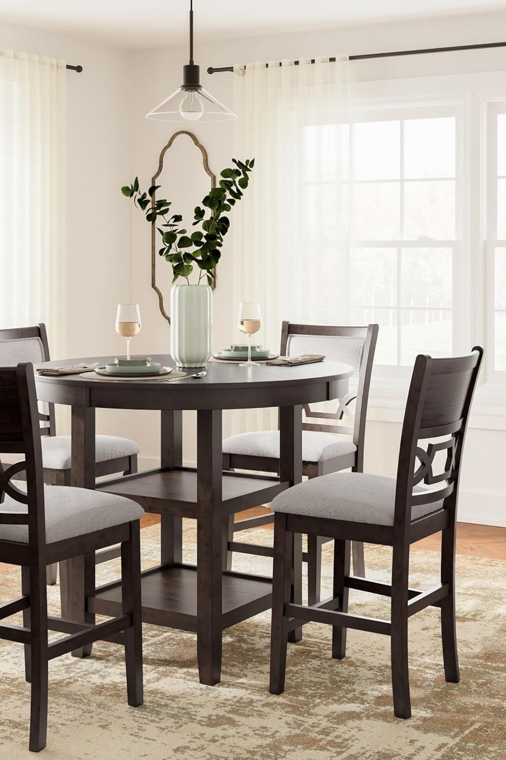 Ashley Furniture Langwest Brown Counter Height Dining Table Set - Set of 5