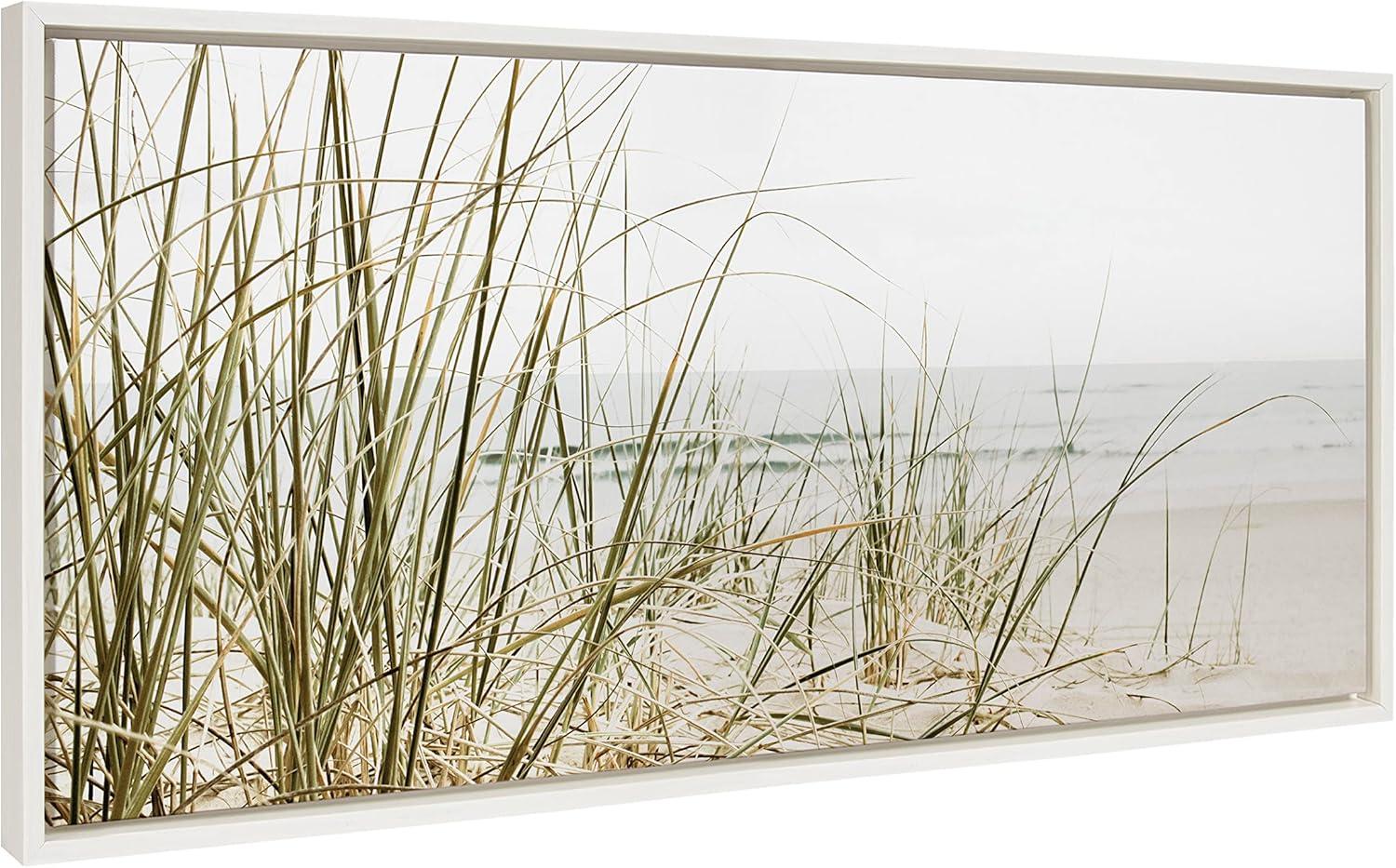 Kate & Laurel All Things Decor Sylvie Calming Beach Grass Framed Canvas by The Creative Bunch Studio