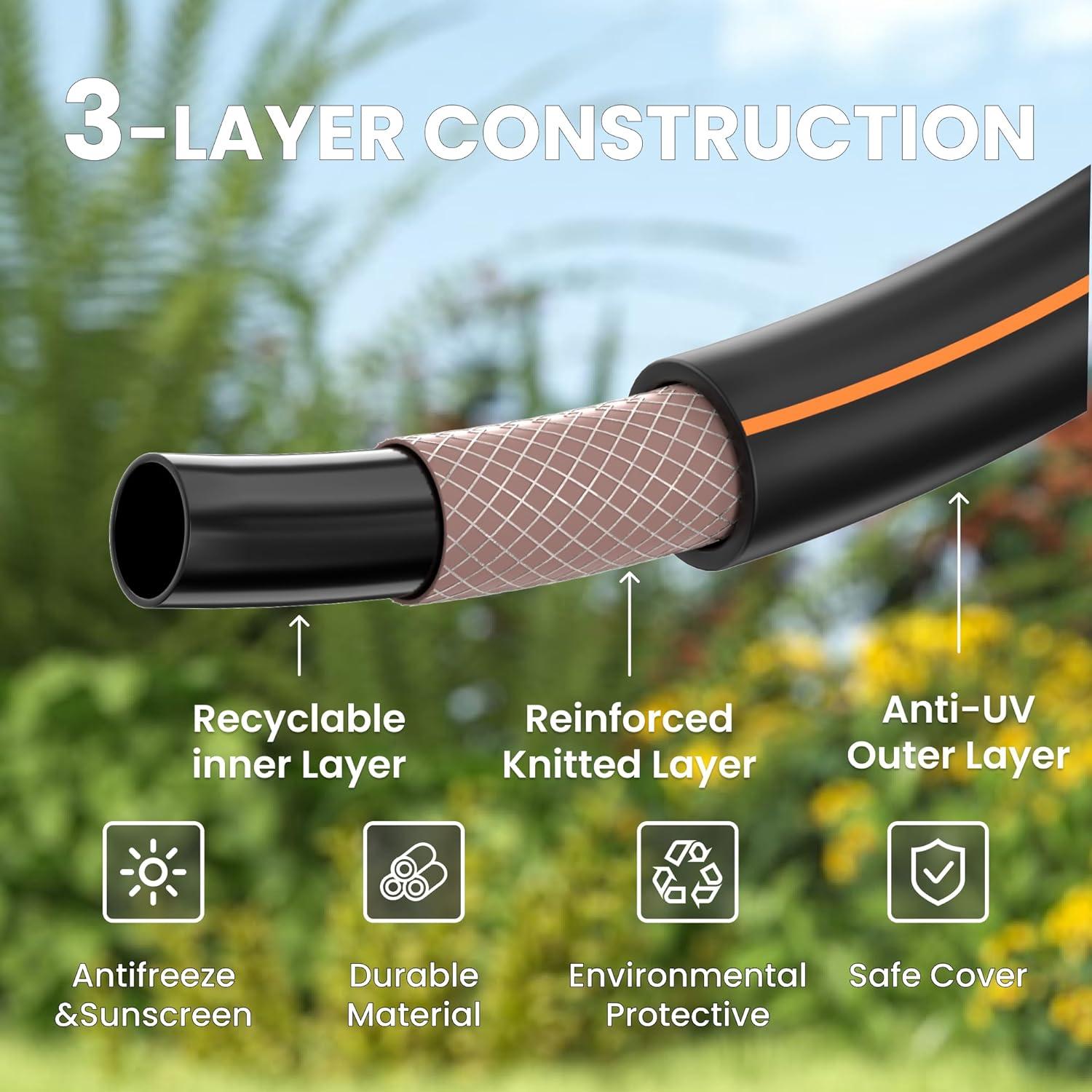 Giraffe Tools Leader Hose 10ft x 5/8'', Short Water Hose Heavy Duty, Lightweight, Flexible Hybrid Hose with Swivel Handle, Male to Female Fittings