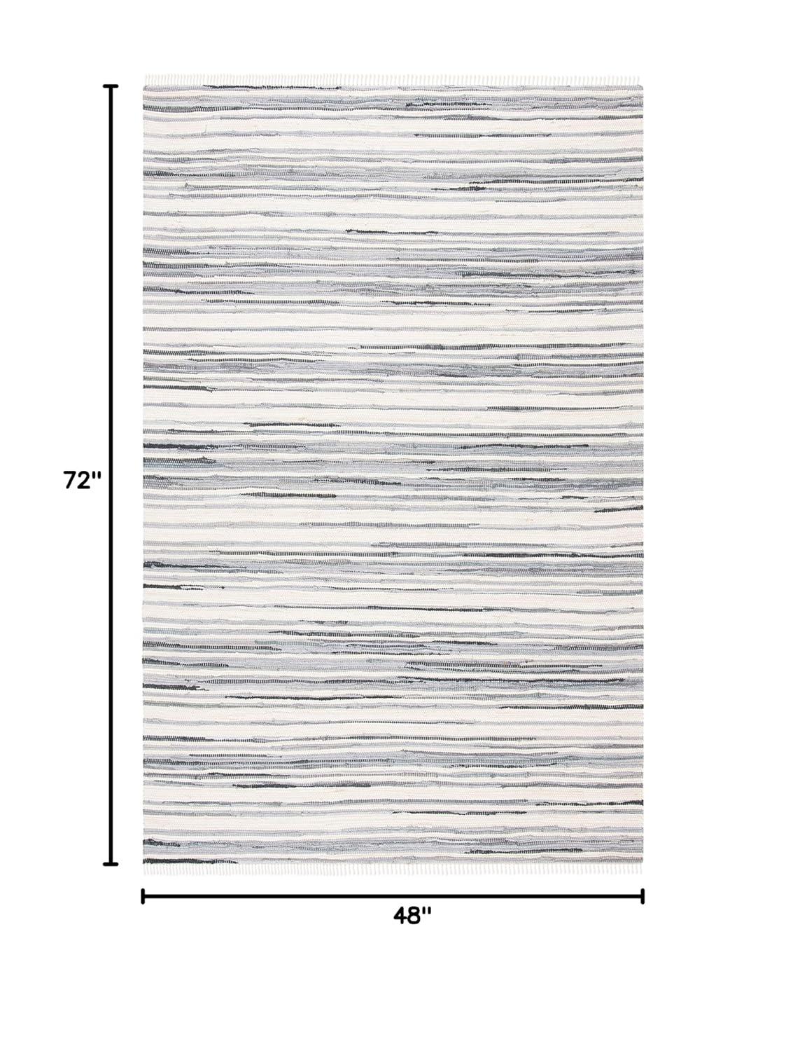 Rag Rug RAR126 Hand Woven Indoor Accent Rug - 4'x6' - Ivory/Grey - Safavieh
