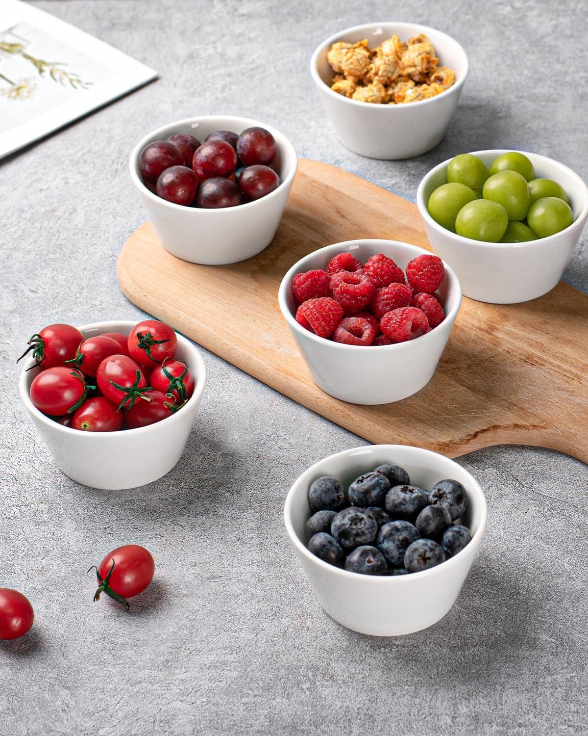 White Porcelain 8 Oz Stackable Dessert Bowls, Set of 6