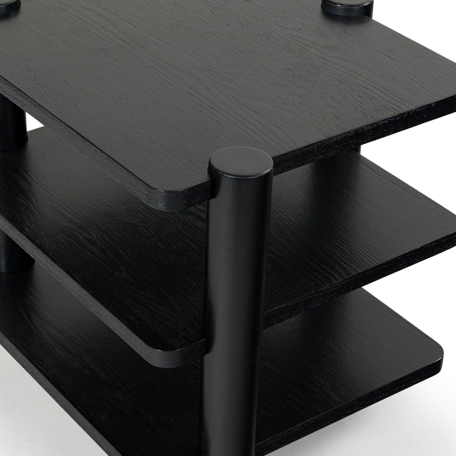 Edisyn Black Solid Wood 3-Shelf Accent Table