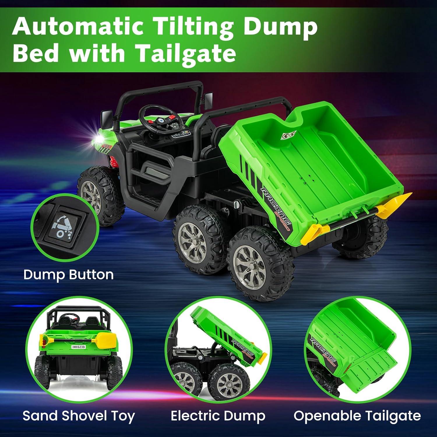 Himimi Delia Himimi 24 Voltage  Ride On Dump Truck, 2 Seater Kids UTV with Electric Dump Bed, Remote Control