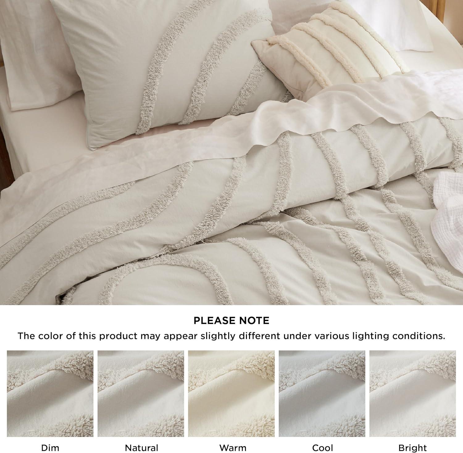 Bedsure | 3Pcs Tufted Boho Farmhouse Shabby Chic Embroidery Comforter Set