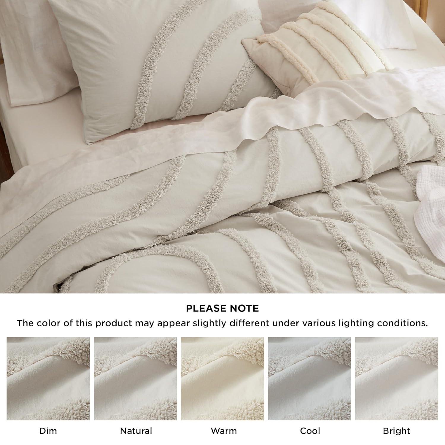 Bedsure | 3Pcs Tufted Boho Farmhouse Shabby Chic Embroidery Comforter Set